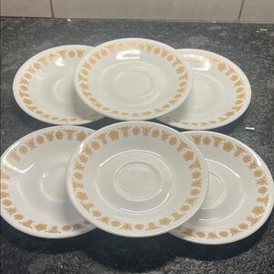 Corelle Butterfly Gold saucers. Set of 6.  Excellent condition. REPLACEMENTS